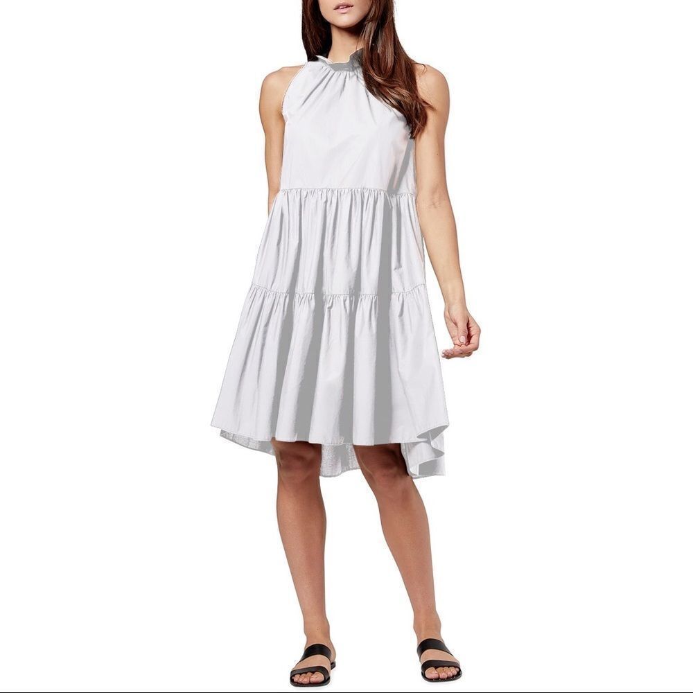 Joie Carlo Tiered Sleeveless Poplin Cotton Midi Dress NWT White XS
